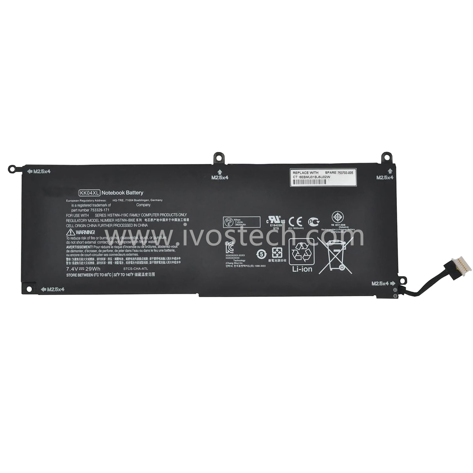 KK04XL 29Wh 7.4V Replacement Laptop Battery for HP Pro X2 612 G1 Tablet PC Series