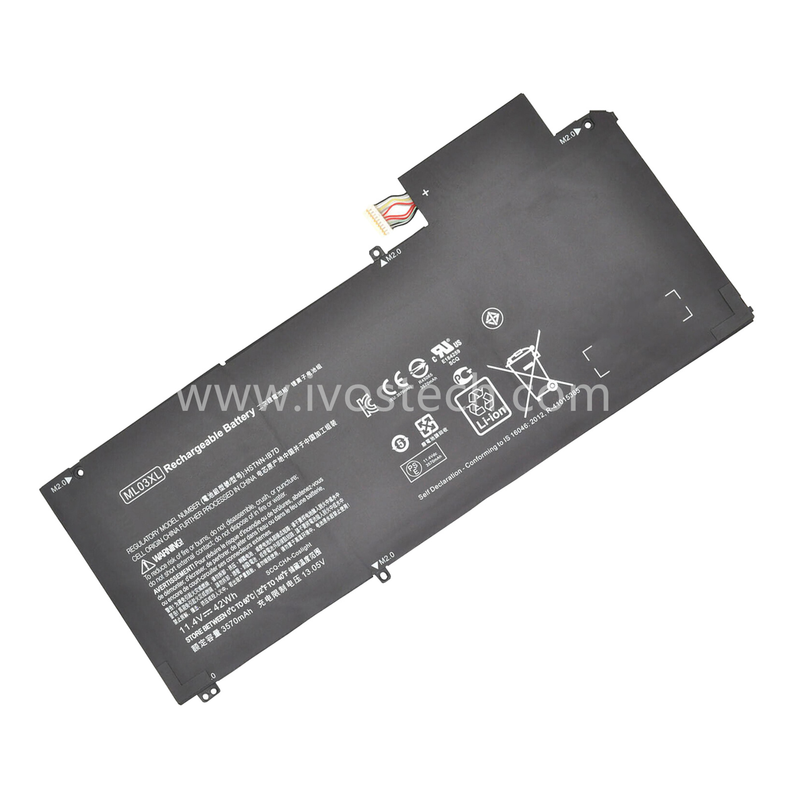 ML03XL 42Wh 11.4V Replacement Laptop Battery for HP Spectre X2 Detachable 12 Spectre x2 12-A001DX 12-A003NG 12-A006TU Series