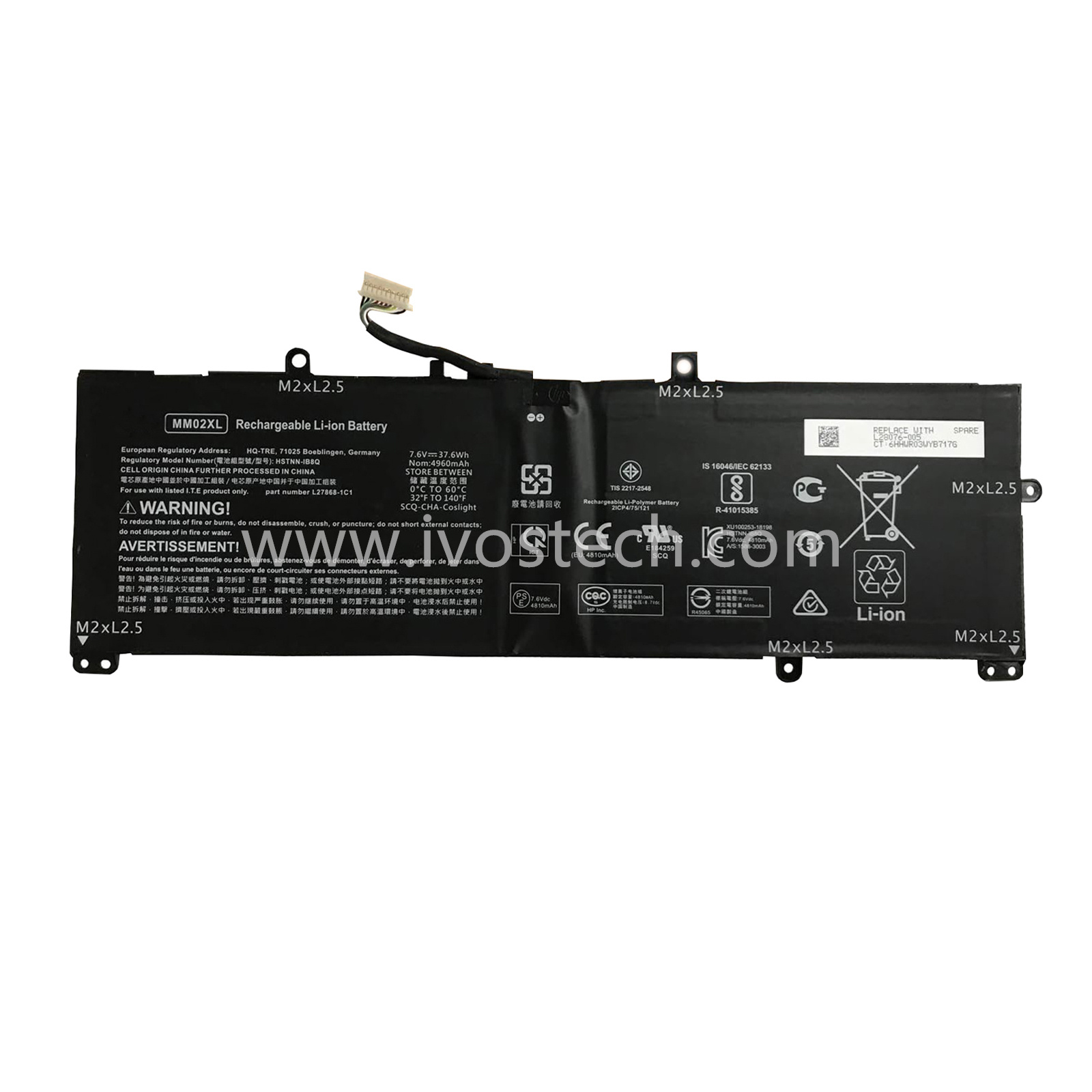 MM02XL 37.6Wh 11.4V Replacement Laptop Battery for HP Pavilion 13-AN Series