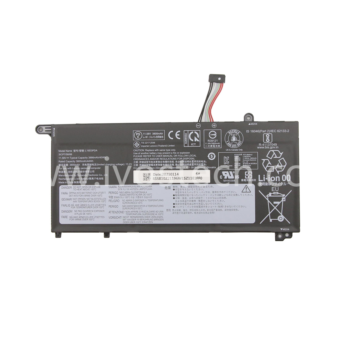 5B10Z21197 L19D3PDA 45Wh 11.58V Replacement Laptop Battery for Lenovo ThinkBook 15 G2 ARE Type 20VG