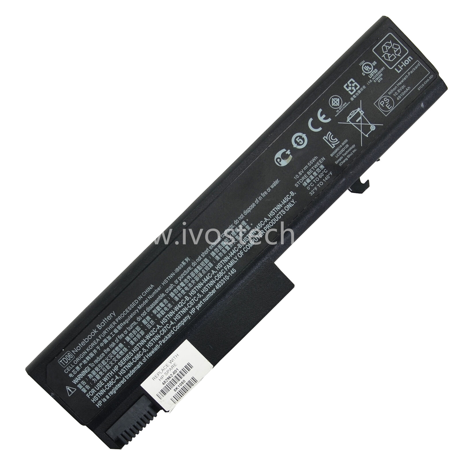 TD06 55Wh 10.8V Replacement Laptop Battery for HP EliteBook 8440P 6930P 6530B 6730B ProBook 6455B Series