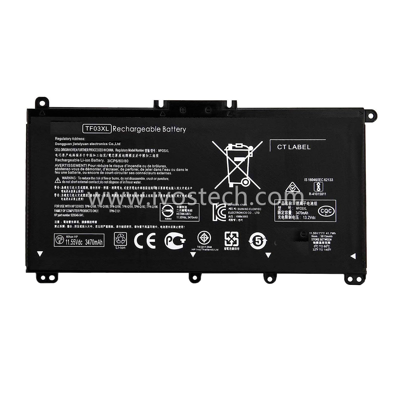 TF03XL 41.9Wh 11.55V Replacement Laptop Battery for HP Pavilion 14-BF 15-CC 15-CD 17-AR Series